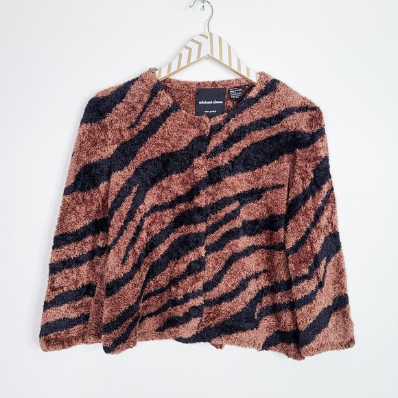 Michael Simon Sweaters - Vintage MICHAEL SIMON Women's Tiger Cardigan Sweater Size Medium Brown Black